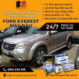 Ắc quy ô tô xe Ford Everest thay nhanh gọn, giá tốt Hà Nội 2025 Ắc quy ô tô xe Ford Everest thay nhanh gọn, giá tốt Hà Nội 2025