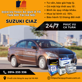 Ắc quy ô tô xe Suzuki Ciaz – thay lắp uy tín, giá tốt tại Hà Nội 2025 Ắc quy ô tô xe Suzuki Ciaz – thay lắp uy tín, giá tốt tại Hà Nội 2025