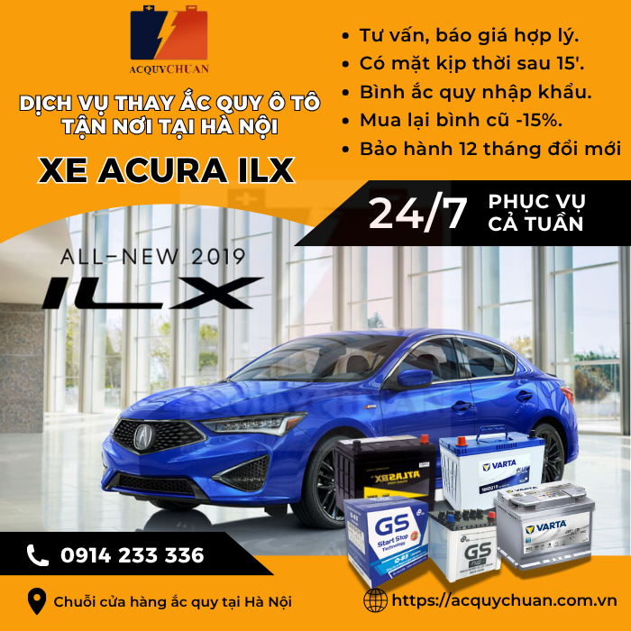 Ắc quy ô tô xe Acura ILX thay lắp tận nơi giá tốt tại Hà Nội