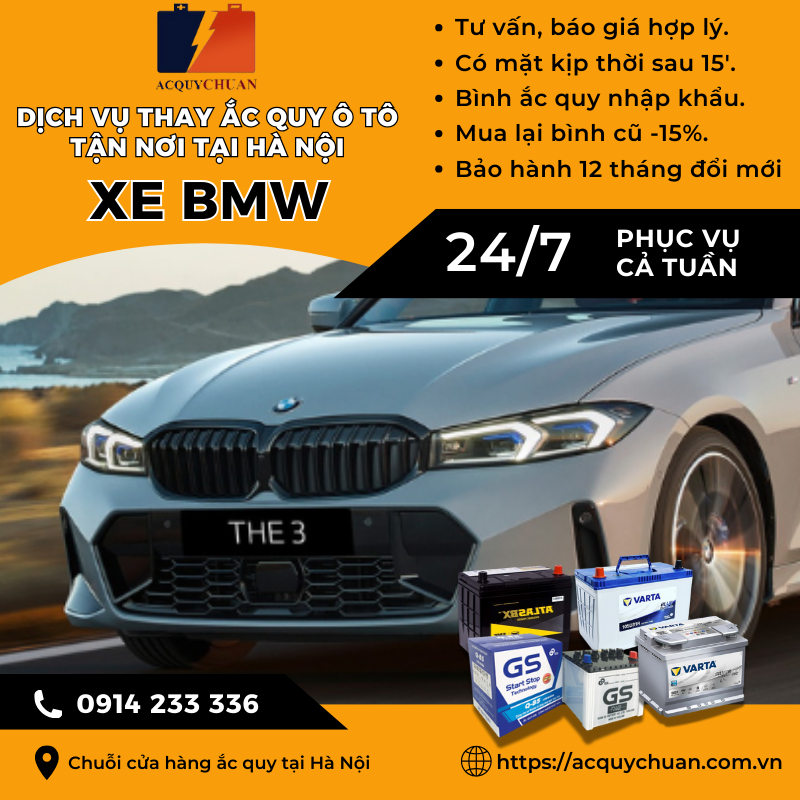 Ắc quy ô tô xe BMW thay lắp tận nơi uy tín, giá tốt Hà Nội