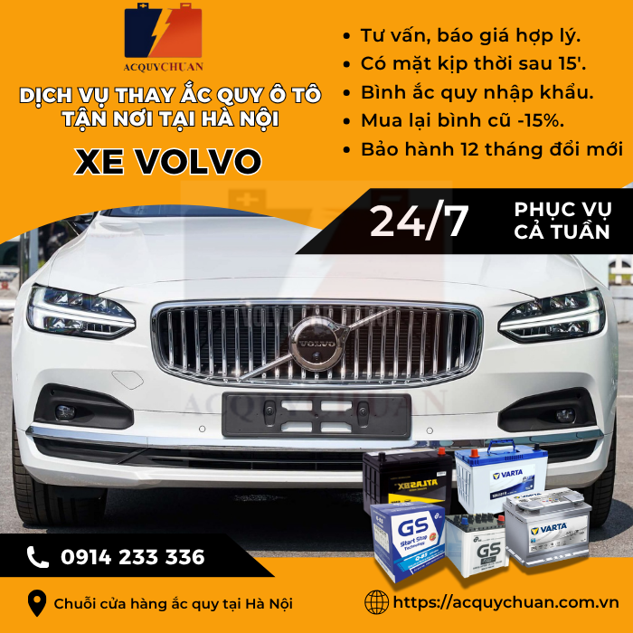 Ắc quy ô tô xe Volvo - thay lắp tận nơi uy tín tại Hà Nội