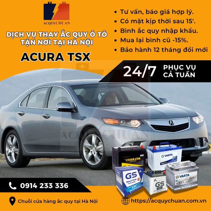 Ắc quy ô tô xe Acura TSX thay lắp giá tốt, giá tốt tại Hà Nội