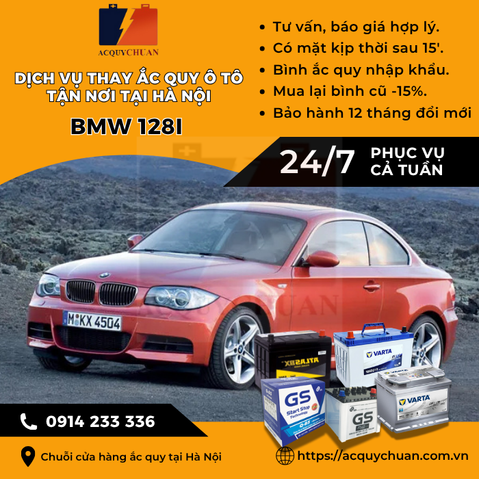 Ắc quy ô tô xe BMW 128i thay tận nơi, giá tốt tại Hà Nội