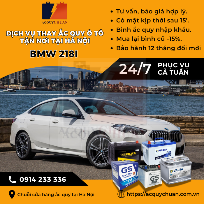 Ắc quy ô tô xe BMW 218i thay tận nơi, giá tốt tại Hà Nội
