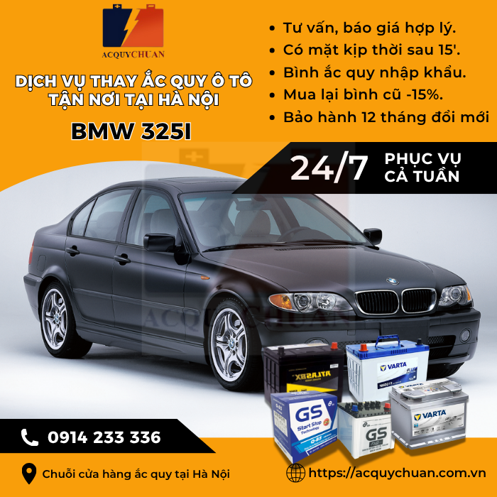 Ắc quy ô tô xe BMW 325i thay tận nơi, giá tốt tại Hà Nội