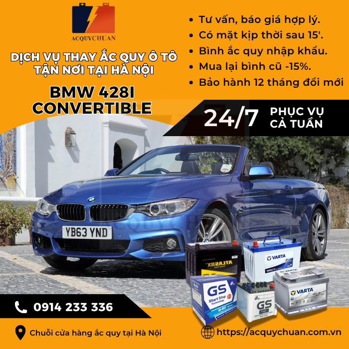 Ắc quy ô tô xe BMW 428i Convertible thay giá tốt Hà Nội