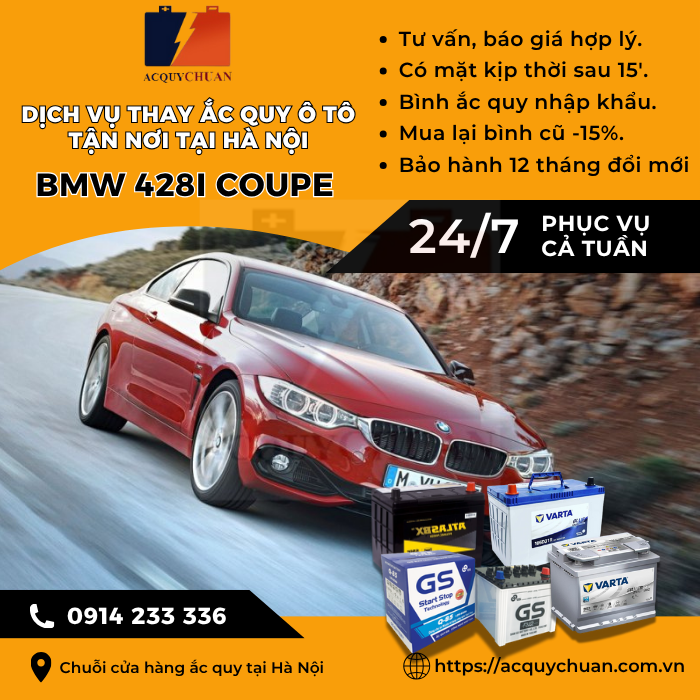 Ắc quy ô tô xe BMW 428i Coupe thay tận nơi, giá tại Hà Nội