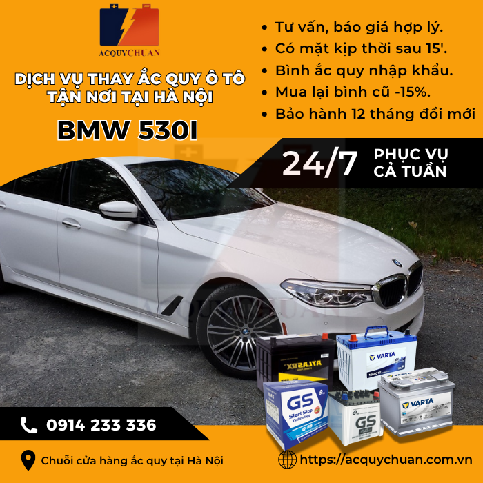 Ắc quy ô tô xe BMW 530i thay lắp tận nơi giá tốt tại Hà Nội