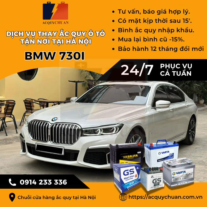 Ắc quy ô tô xe BMW 730i thay lắp, giá bán tốt tại Hà Nội