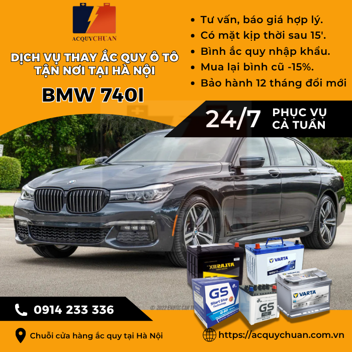 Ắc quy ô tô xe BMW 740i thay uy tín, giá bán tốt tại Hà Nội