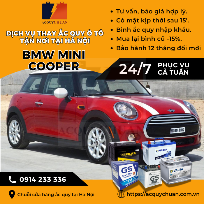 Ắc quy ô tô xe BMW Mini Cooper thay giá tốt tại Hà Nội