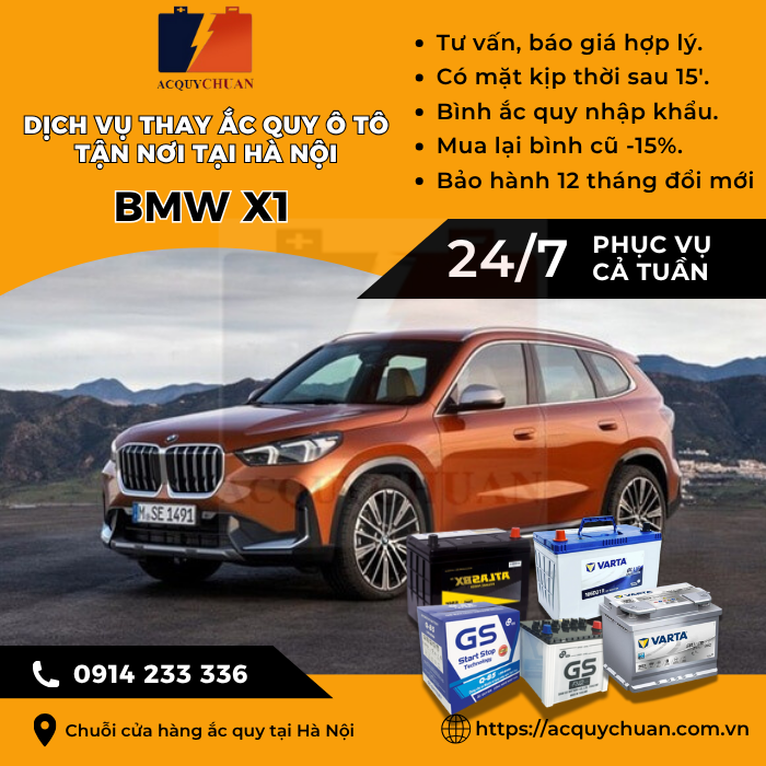Ắc quy ô tô xe BMW X1 thay tận nơi giá bán tốt tại Hà Nội