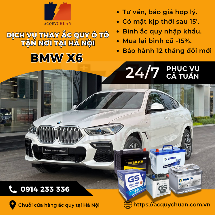 Ắc quy ô tô xe BMW X6 - thay lắp tận nơi, giá tốt tại Hà Nội