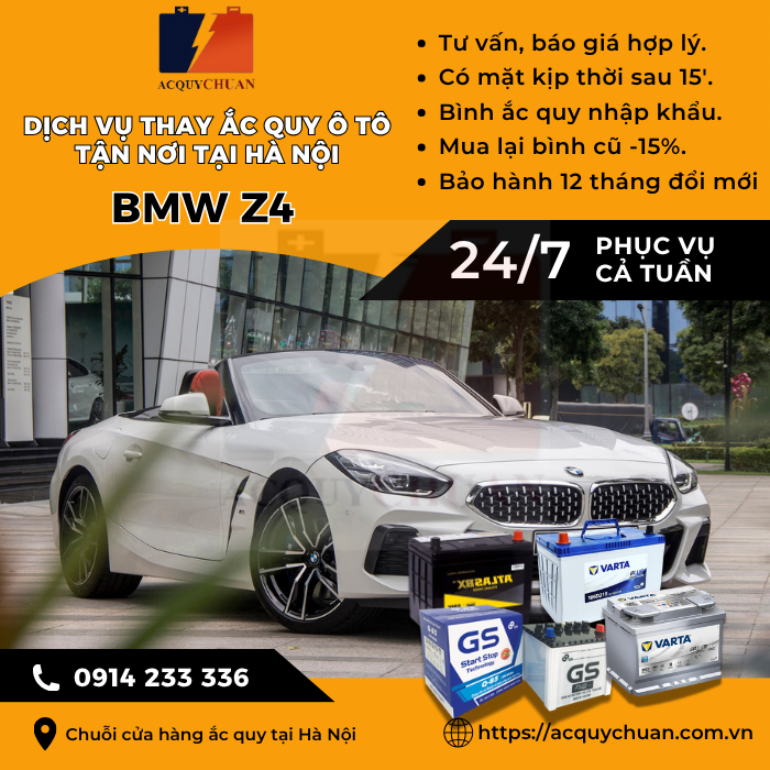 Ắc quy ô tô xe BMW Z4 thay lắp tận nơi giá tốt tại Hà Nội