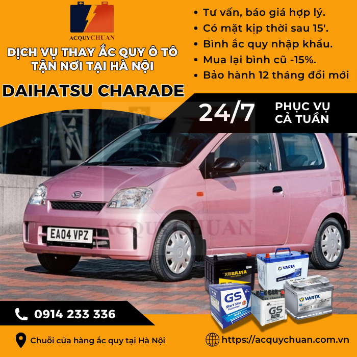 Ắc quy ô tô xe Daihatsu Charade - cứu hộ, thay lắp tận nơi tại Hà Nội
