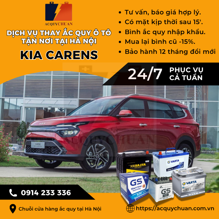 Ắc quy ô tô xe Kia Carens - cứu hộ, thay lắp tận nơi tại Hà Nội