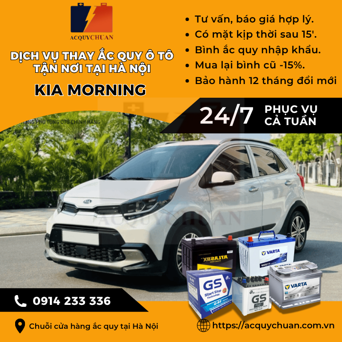Ắc quy ô tô xe Kia Morning - cứu hộ, thay lắp tận nơi tại Hà Nội