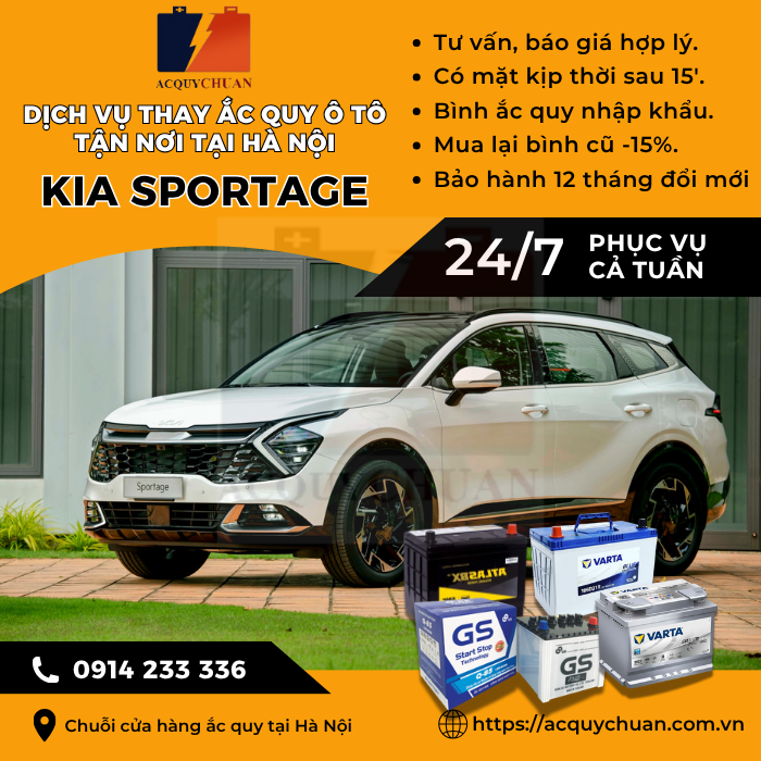 Ắc quy ô tô xe Kia Sportage - cứu hộ, thay lắp tận nơi tại Hà Nội