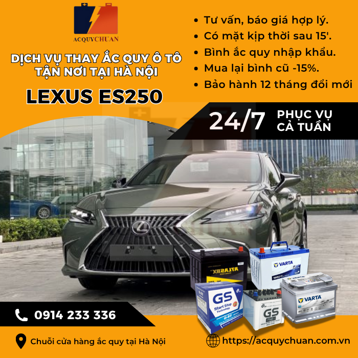 Ắc quy ô tô xe Lexus ES250 - cứu hộ, thay lắp tận nơi tại Hà Nội