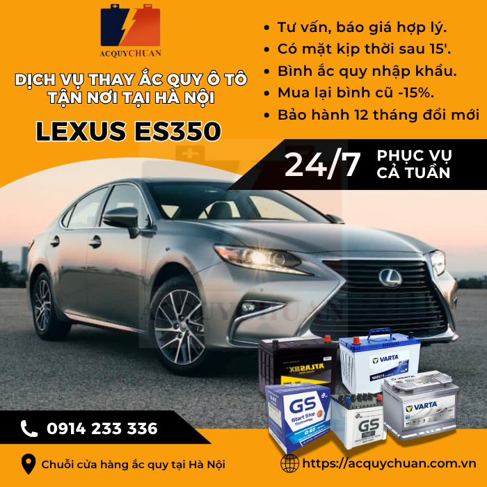 Ắc quy ô tô xe Lexus ES350 - cứu hộ, thay lắp tận nơi tại Hà Nội