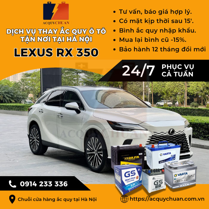 Ắc quy ô tô xe Lexus RX 350 - cứu hộ, thay lắp tận nơi tại Hà Nội