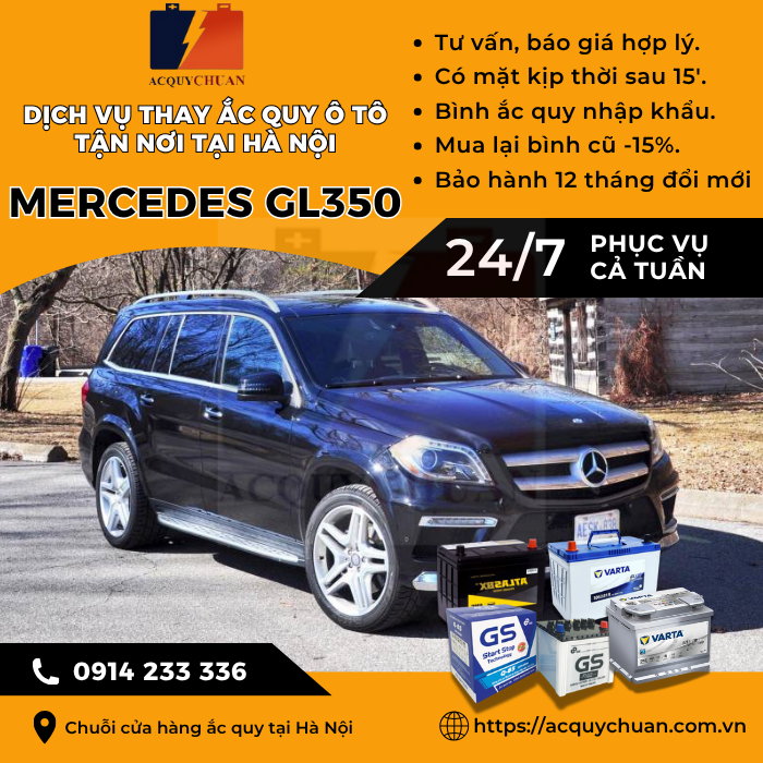 Ắc quy ô tô xe Mercedes GL350 - cứu hộ, thay lắp tận nơi tại Hà Nội