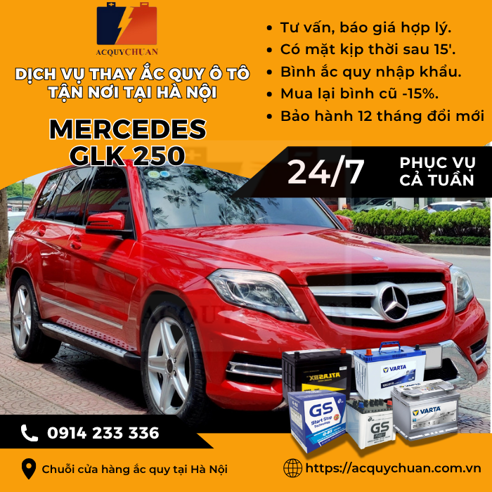 Ắc quy ô tô xe Mercedes GLK 250 - cứu hộ, thay lắp tận nơi tại Hà Nội