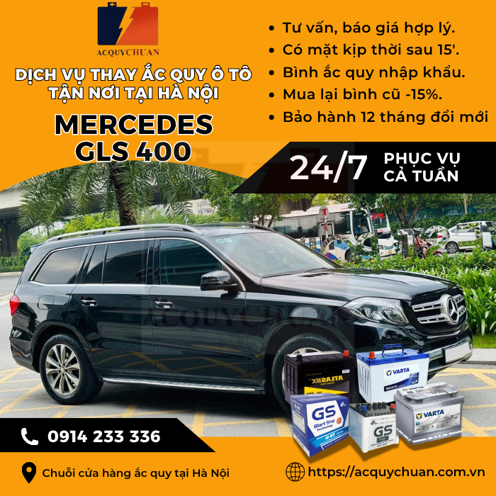 Ắc quy ô tô xe Mercedes GLS 400 - cứu hộ, thay lắp tận nơi tại Hà Nội