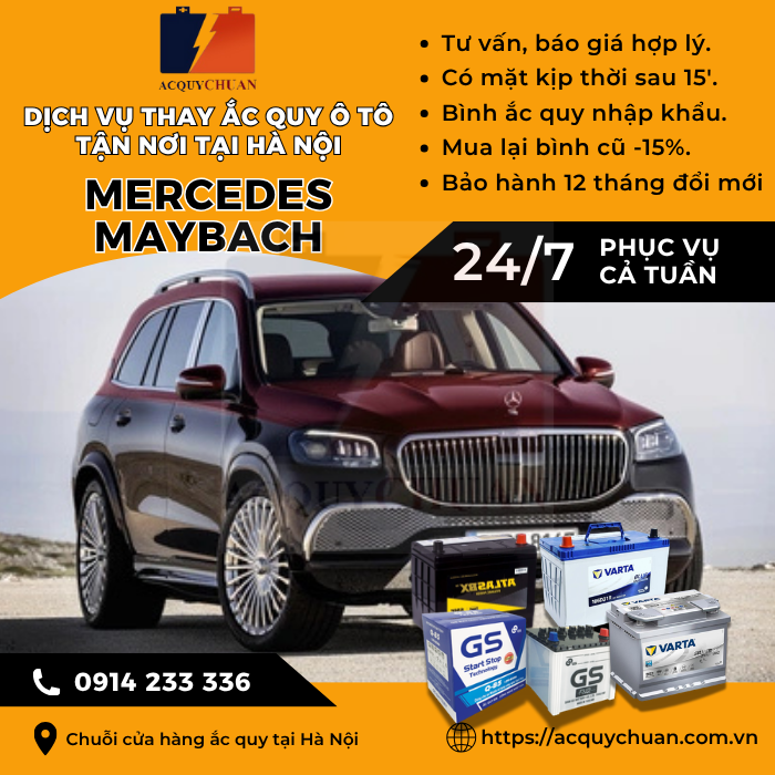 Ắc quy ô tô xe Mercedes Maybach - cứu hộ, thay lắp tận nơi tại Hà Nội