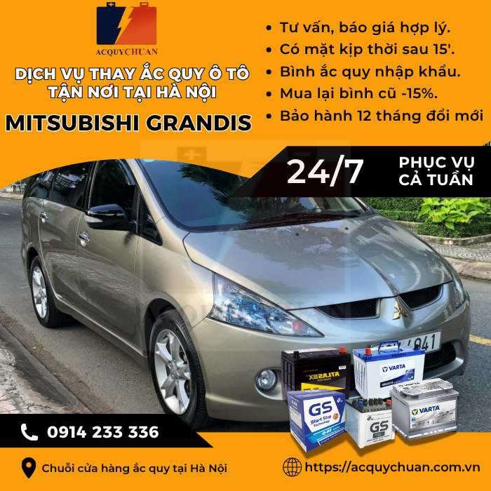 Ắc quy ô tô xe Mitsubishi Grandis - cứu hộ, thay lắp tận nơi tại Hà Nội