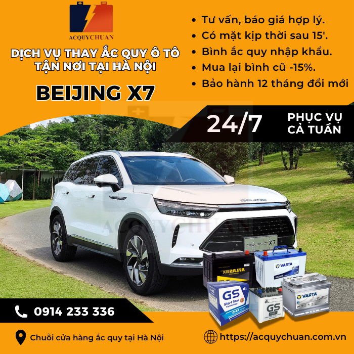 Ắc quy ô tô xe Beijing X7 thay tận nơi uy tín tại Hà Nội
