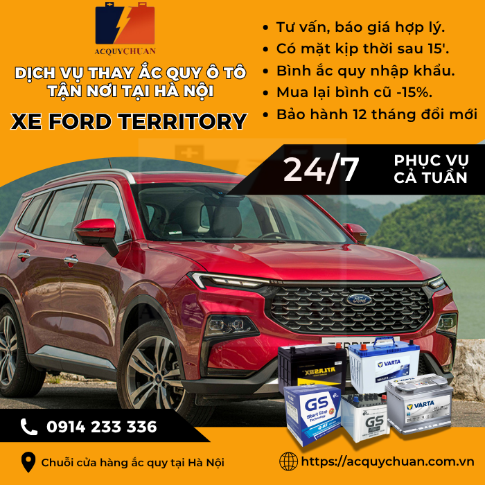 Ắc quy ô tô xe Ford Territory thay tận nơi uy tín tại Hà Nội