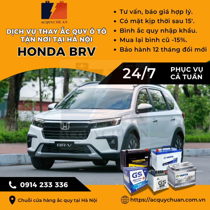 Ắc quy ô tô xe Honda BRV thay lắp tận nơi uy tín Hà Nội