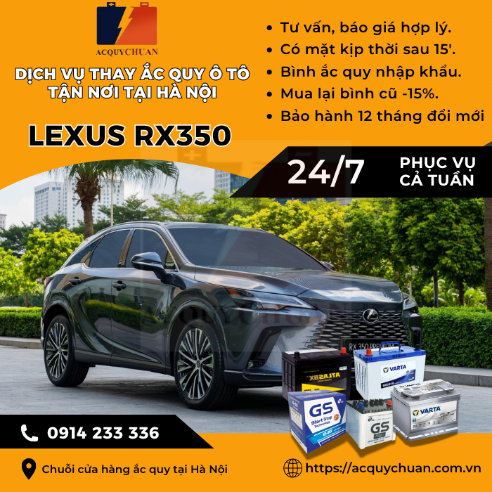 Ắc quy ô tô xe Lexus RX350 - thay lắp tận nơi tại Hà Nội