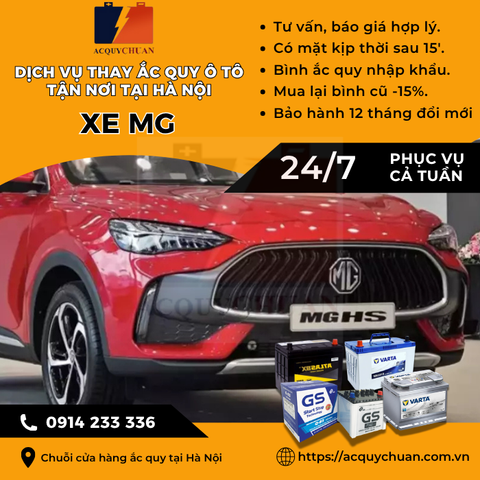 Ắc quy ô tô xe MG - thay lắp tận nơi uy tín tại Hà Nội