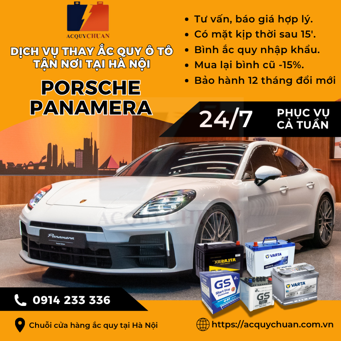 Ắc quy ô tô xe Porsche Panamera thay lắp tận nơi Hà Nội