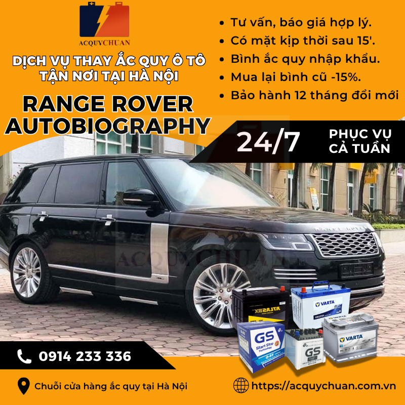 Ắc quy ô tô xe Range Rover Autobiography thay tại Hà Nội