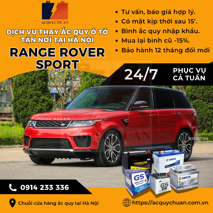 Ắc quy ô tô xe Range Rover Sport thay lắp tận nơi tại Hà Nội