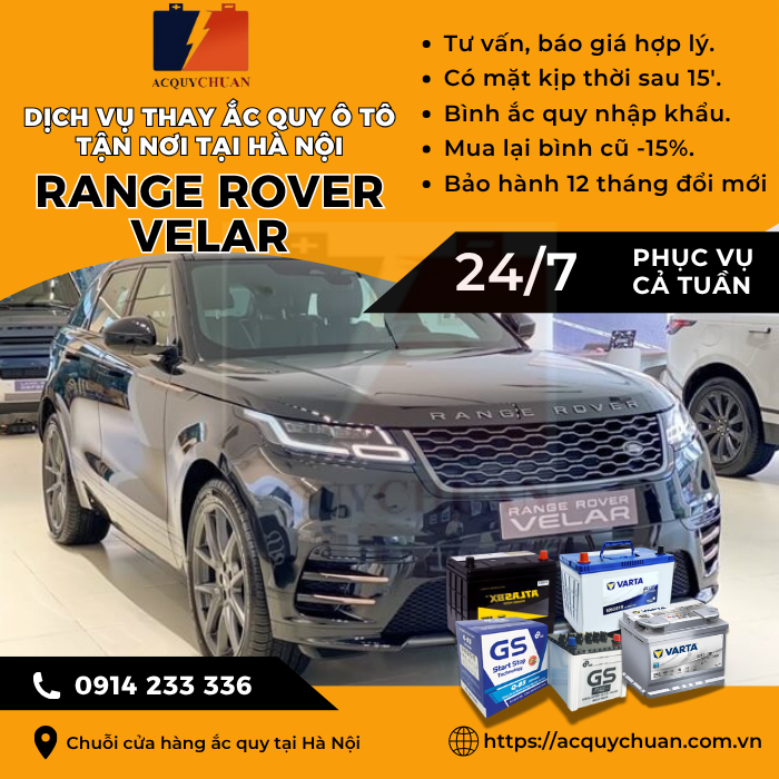 Ắc quy ô tô xe Range Rover Velar thay lắp tận nơi Hà Nội