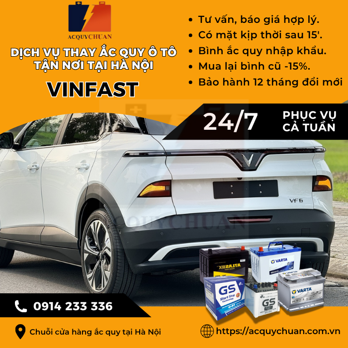 Ắc quy ô tô xe Vinfast - thay lắp tận nơi uy tín tại Hà Nội