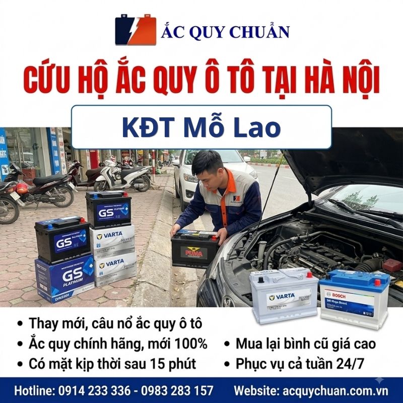 Thay ắc quy ô tô tại KDT Mỗ Lao Hà Nội tận nơi chỉ 15 phút