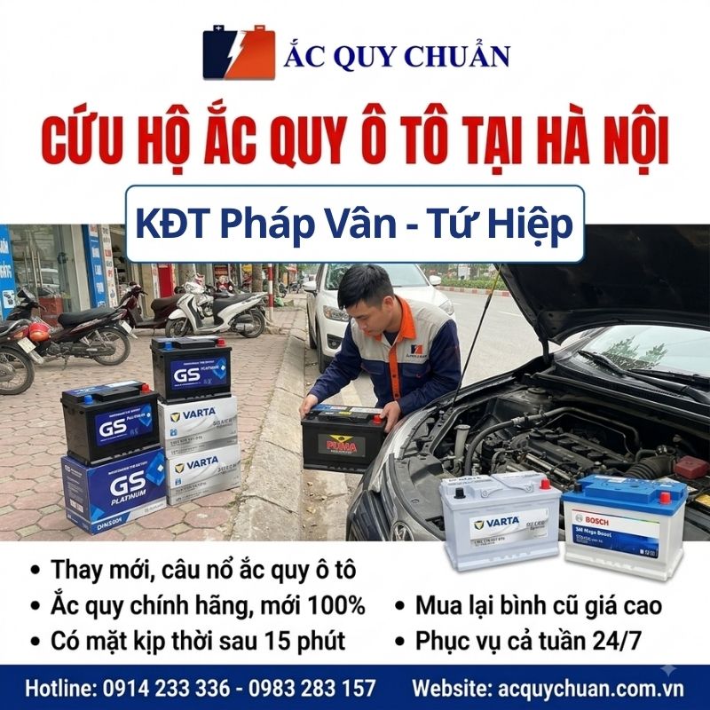 Thay ắc quy ô tô tại KĐT Pháp Vân - Tứ Hiệp Hà Nội tận nơi