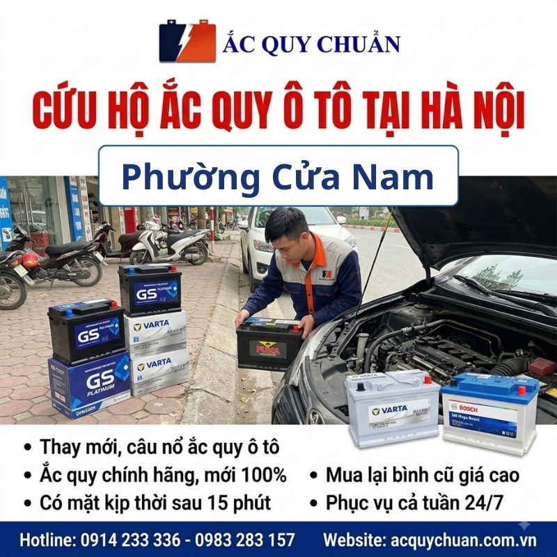 Thay ắc quy ô tô tại phường Cửa Nam (Hà Nội) sau 15 phút