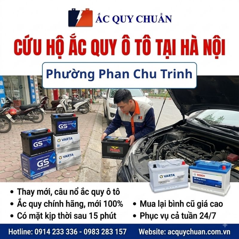 Thay ắc quy ô tô tại phường Phan Chu Trinh (Hà Nội) sau 15 phút