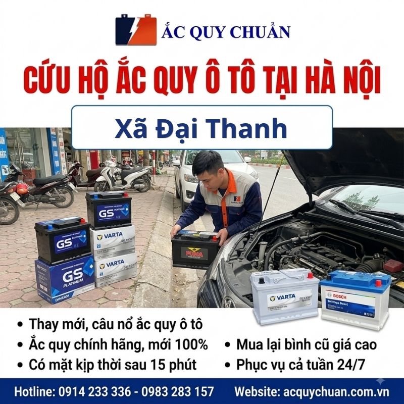 Thay ắc quy ô tô tại xã Đại Thanh - Hà Nội tận nơi 15 phút